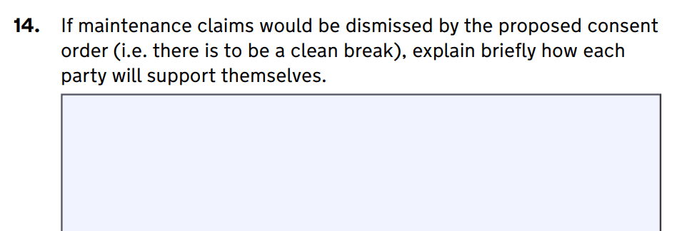 Form D-81 provides space to explain briefly how you'll each support yourselves following a proposed clean break