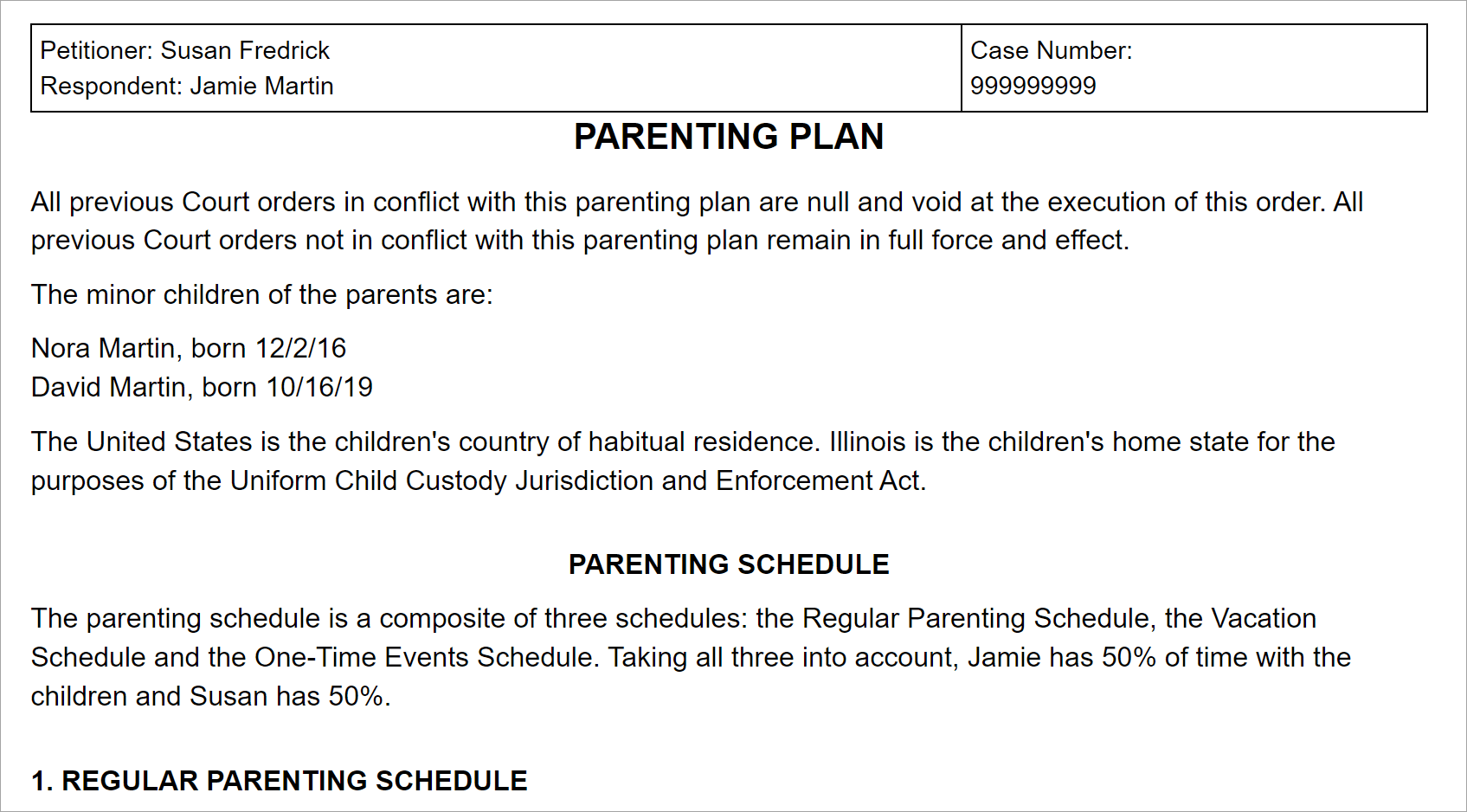 Illinois Parenting Plan and Agreement Guidelines (IL)