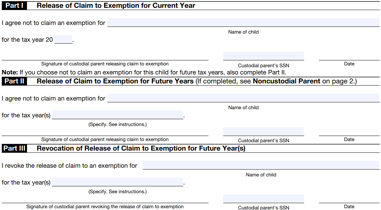 IRS Form 8332: Questions, Answers, Instructions