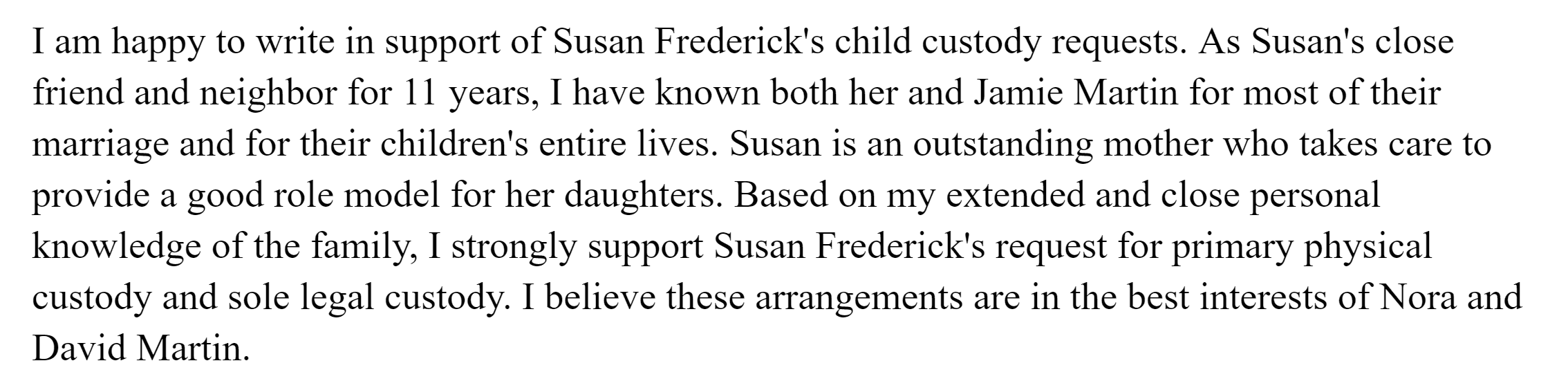 Character Reference Letter For Court Child Custody Template