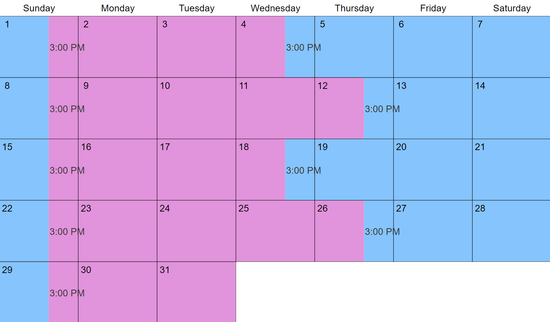 Timeshare 2025 Weeks Calendar Printable One Day John C Butler