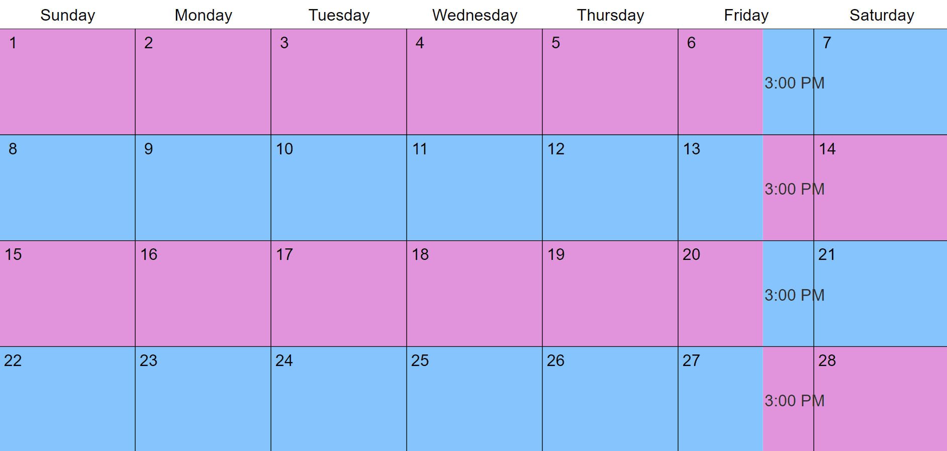 Timeshare 2025 Weeks Calendar Printable Templates Printable