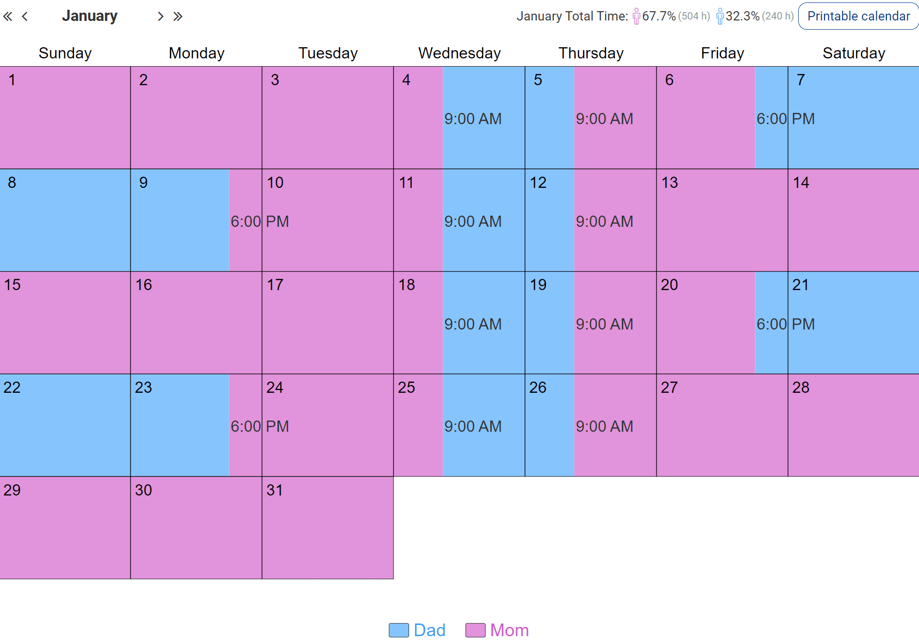 Sample Parenting Time Schedules 7 Examples With Pictures 