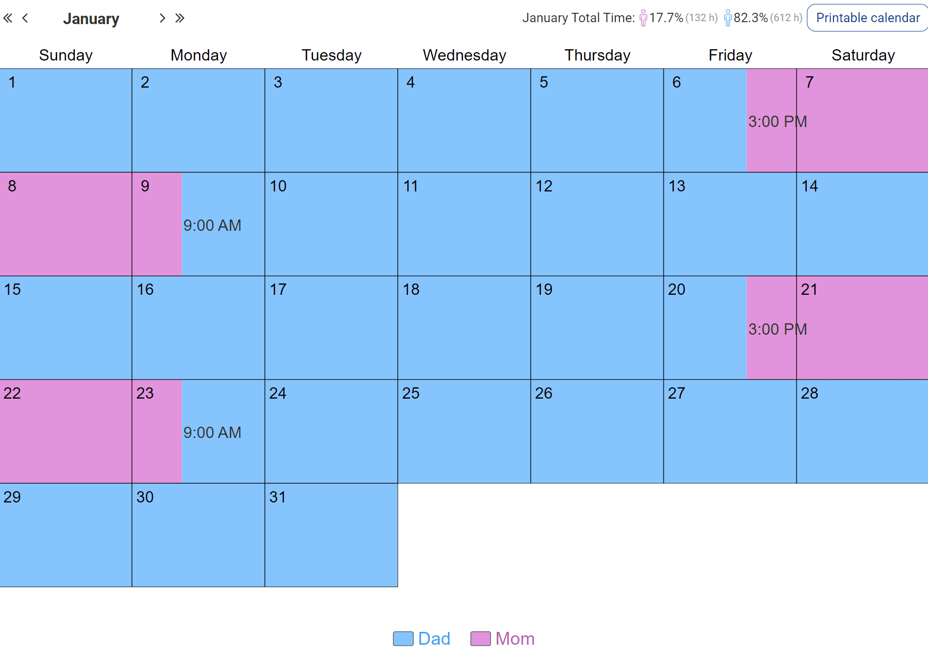 Sample Parenting Time Schedules 7 Examples With Pictures 