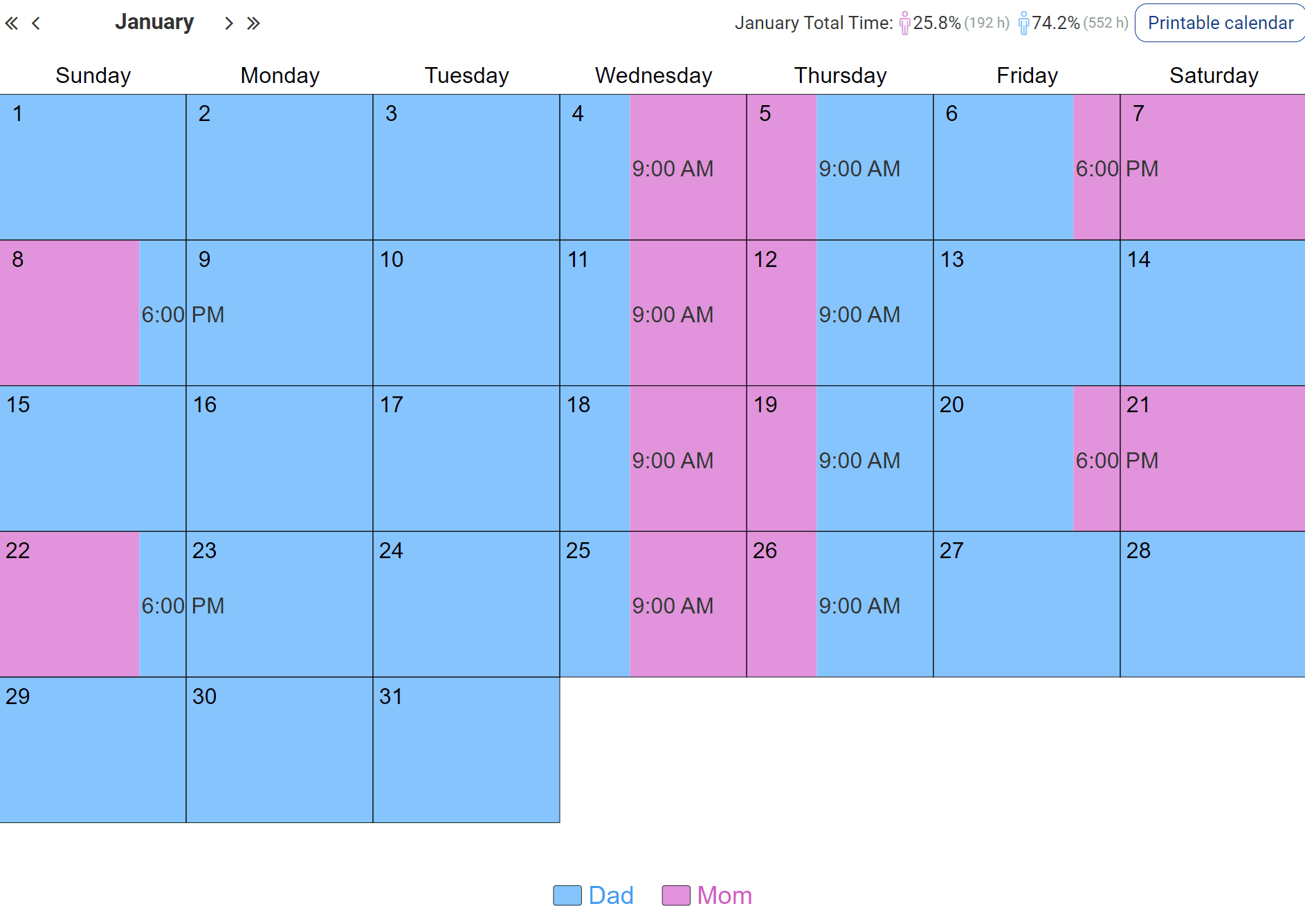 Alternating Weekend Calendar 2025 Gussy Corliss